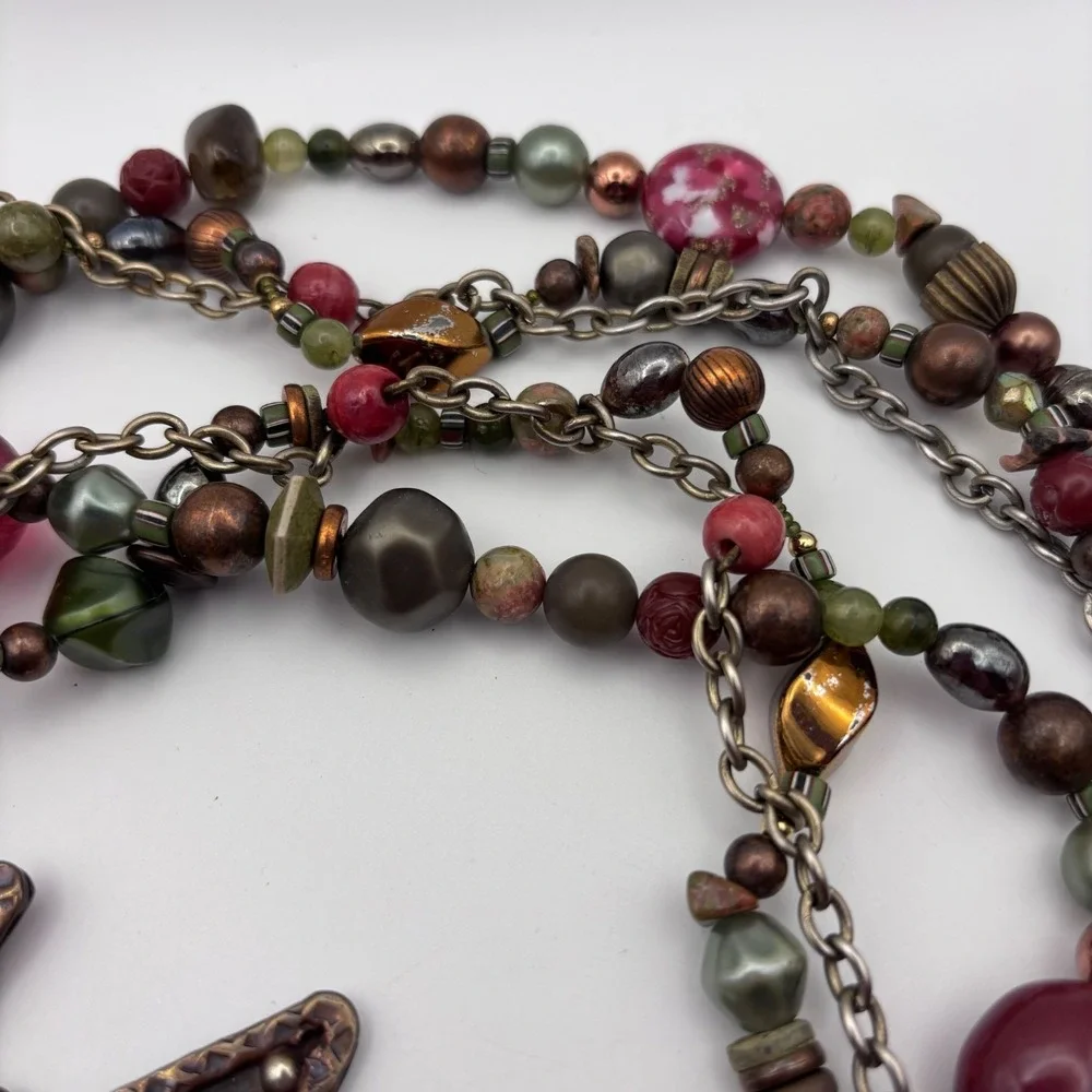 Vintage Cynthia Jean Statement Necklace Multi-strand Beaded Stones 28